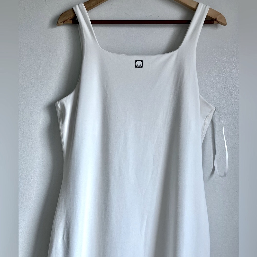 ANTHROPOLOGIE Daily Practices Slim Stretch Ivory Color Midi Dress - Picture 7 of 12